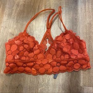 Aerie Orange Lace Bralette Size Medium